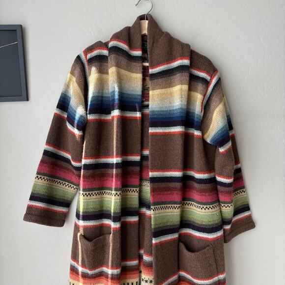 Ralph Lauren Hand Knit Aztec Wool Southwestern Long Cardigan Coat Size P Large - Picture 6 of 8